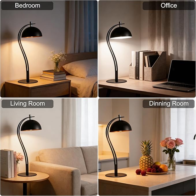 Cordless Table Lamp,Rechargeable LED Reading Light with 3 Colors,Touch Dimmable Night Light,Portable Small Bedside Lamps,Aesthetic Lamp for Bedroom Living Room Office Desk Decor (Black)