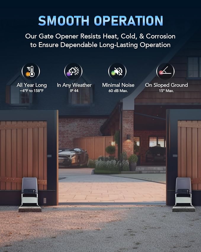 CO-Z 3300 lb Automatic Sliding Gate Opener with 2 Remote Controls, Electric Rolling Driveway Fence Slide Gate Motor, Complete Gate Operator Hardware Security System Kit for Sliding Gate Up to 40 Feet