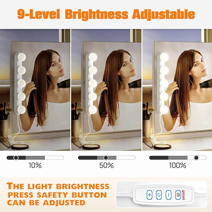 Makeup Light,Portable Led Vanity Lights with 3 Colors Lighting Mode Adjustable & Dimmable for Vanity Table Dressing Room Mirror