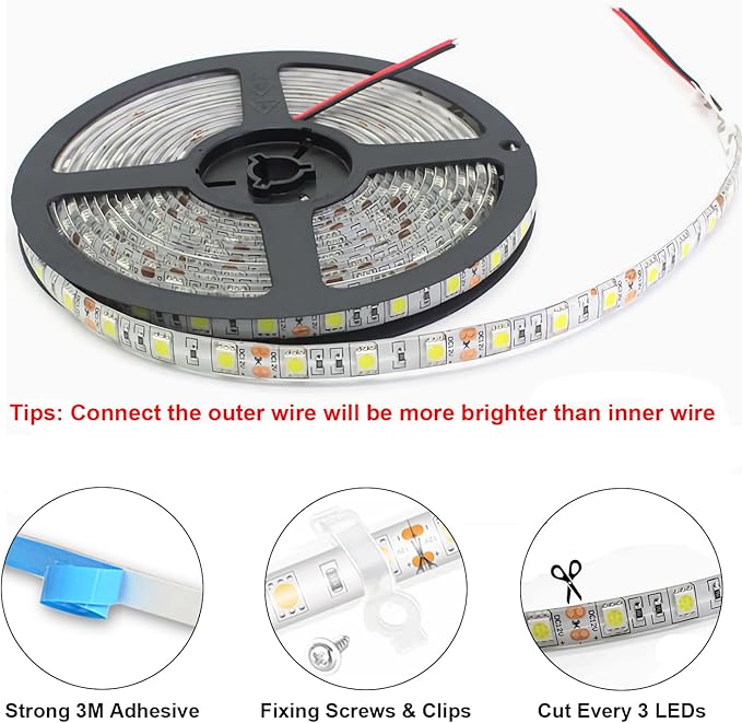 QVEVDACAR RV Awning Strip Lights, 12V 16.4FT RV Underglow Led Light Kit, Waterproof RV Exterior Awning Strip for Camper Motorhome Travel Trailer Canopy, White