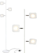 Brightech Tree Floor Lamp for Living Rooms & Offices, Dimmable Standing Lamp for Bedroom Reading, LED Spotlight Floor Lamp, Tall Lamp with Adjustable Panels for Minimal Space Use - White