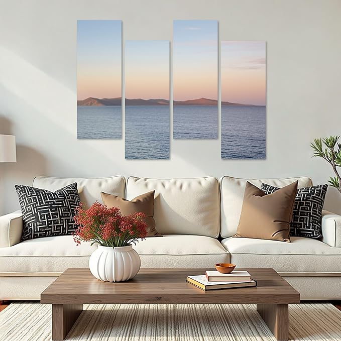 Canvas Wall Art Prints Pictures Bear lake from Marina Garden City Utah Framed Posters Modern Wall Painting Artwork Gift Home Decor for Living Room Ready to Hang 4 Panel