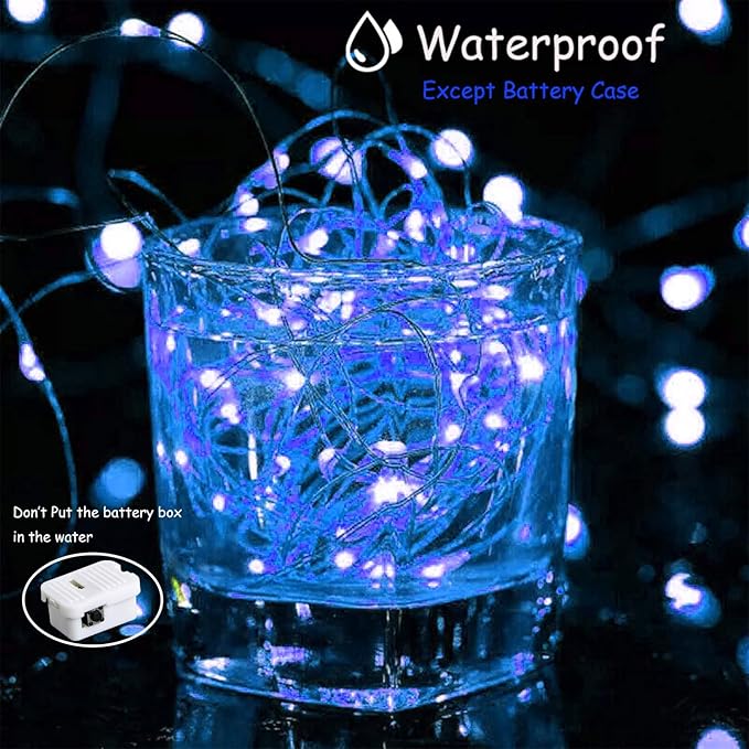 ZGWJ Fairy Lights Battery Operated, 8 Pack Blue Twinkle Mini String Lights 20 LED 7FT 3 Lighting Modes for Bedroom Decor, Easter, Halloween, Christmas, Party Wedding Indoor and Outdoor Decoration