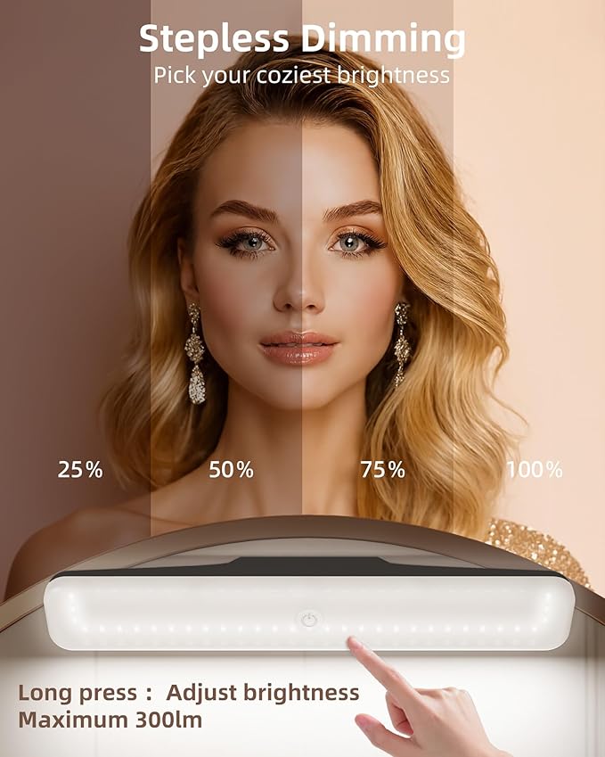EZVALO Wireless Makeup Light 2 Pack, Vanity Lights for Mirror,Bathroom Mirror Light, Rechargeable, 3 Color Temperatures, Stepless Dimming, Touch Control, Adjustable Angle, Black, Women's Gifts