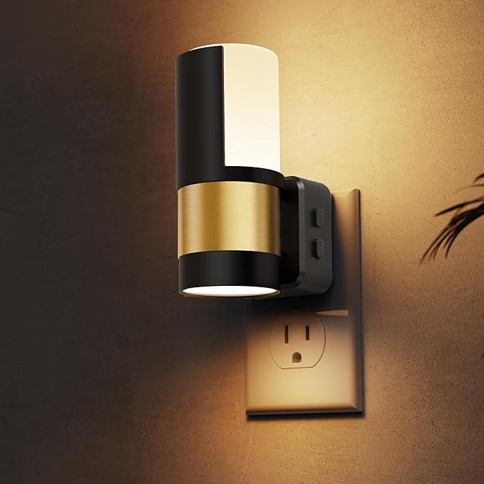 L LOHAS LED Night Lights Plug into Wall, 2 Pack, Plug in Night Light, Soft White/Cool White/Amber, Dimmable Backlit Nightlight with Light Sensor, 180° Rotatable Nightlights Plug in Wall for Hallway