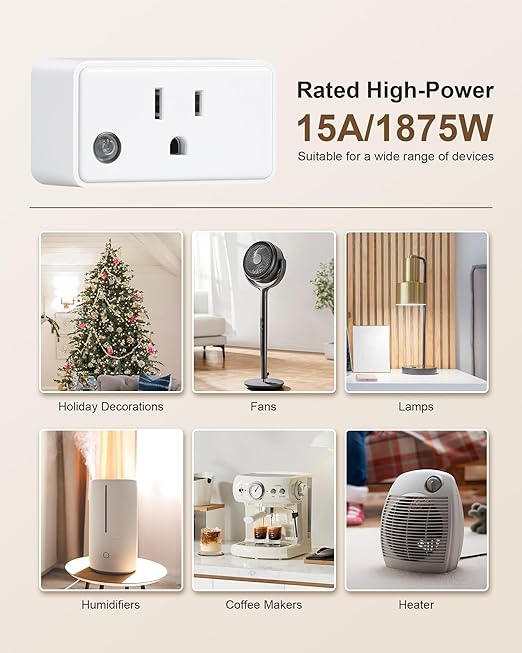 Remote Control Outlet, 200FT Long Range Wireless Light Switch, Mini Electrical Outlet Plug, 15A/1875W High-Power for Lamps, Lights, Household Appliances, FCC & ETL Listed