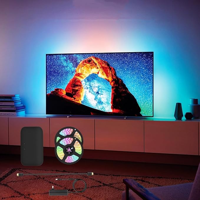 Led Strip Lights Sync,Led Lights for TV,RGB Music Sync Color Changing LED Light with Smart App/Voice Control,TV LED Back Light with HDMI Sync Box,Lighting Home Decoration (Size : 55")