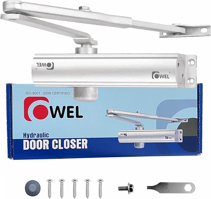 OWEL - Automatic Adjustable Door Closer for Residential/Commercial use, Heavy Duty with Slim Look and Easy Installation (Standard VE100)