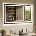 55X30 LED Bathroom Mirror with Lights, Anti-Fog, Dimmable - Lighted Bathroom Vanity Mirror with Front & Back Light, 3 Color Temperatures, Memory Function, Tempered Glass (Horizontal/Vertical)