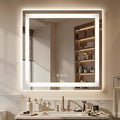 36X36 LED Bathroom Mirror with Lights, Anti-Fog, Dimmable - Lighted Bathroom Vanity Mirror with Front & Back Light, 3 Color Temperatures, Memory Function, Tempered Glass (Horizontal/Vertical)