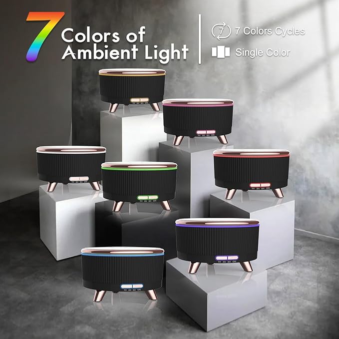 Essential Oil Diffuser for Home with 6 Essential Oils Set,500ml Diffuser with R/C 7 Colors Light & 3 Mist Mode Automatic Shut-Off,Aromatherapy Diffusers for Home,Office,Yoga,Spa,Gift