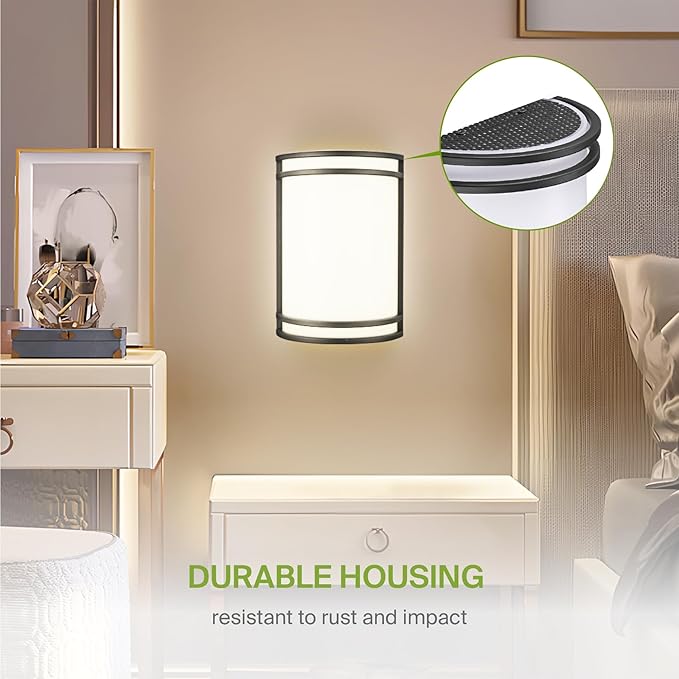ASD LED Indoor Wall Mount Light Fixture - 10 Inch 15W Modern Interior Matte Black Dimmable Wall Sconce Light - ETL 3000K 4000K 5000K Adjustable - Hallway, Bedroom LED Wall Lights