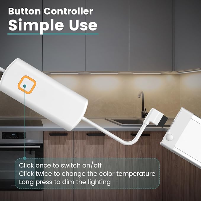 MYPLUS LED Under Cabinet Lighting Kit 5 CCT, 9W, 1500 Lumens, 12 Inch Light Bars, Bluetooth Plug-in Under Counter Lights for Kitchen Pack of 5