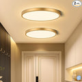 9 Inch Gold LED Flush Mount Ceiling Light, 18W 1800LM 3000K Warm White, Low Profile Round LED Ceiling Light Fixture for Bedroom, Closet, Hallway, Stairwell, Kitchen, Porch (2 Pack)