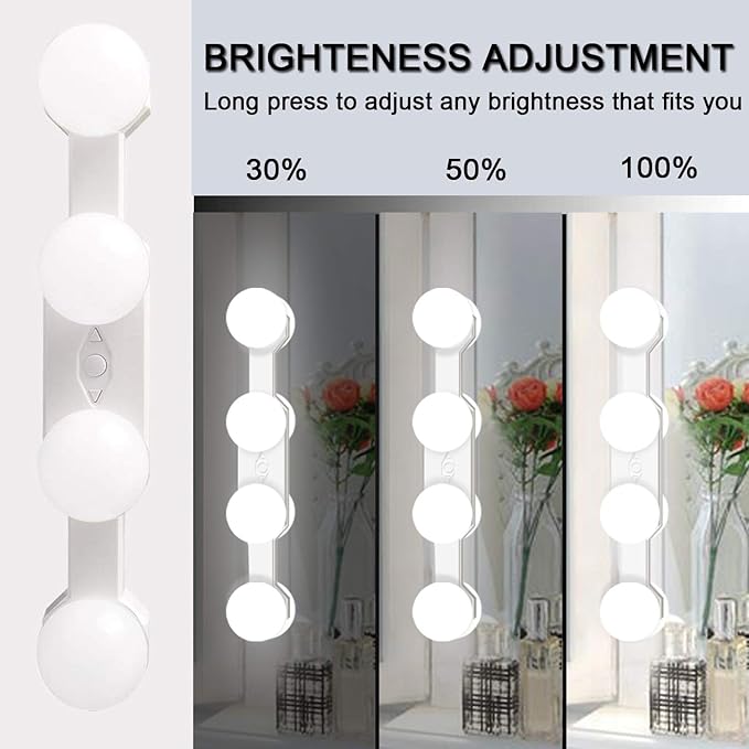 Cordless Rechargeable LED Vanity Mirror Light with Daylight Bulbs for Bathroom Makeup and Dressing Tables