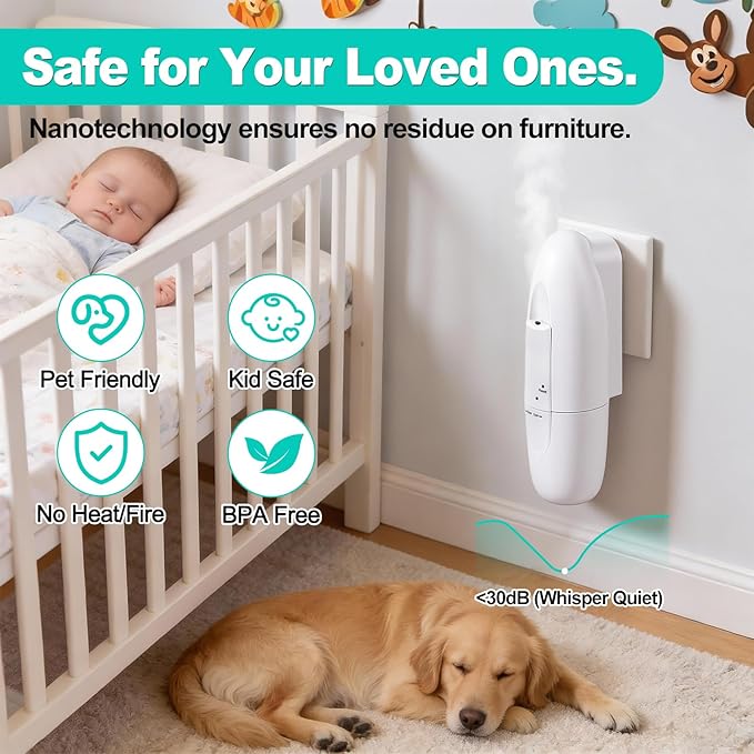 Plug-in Waterless Essential Oil Diffuser, 400-800 Sq.Ft Smart Nebulizing Scent Air Machine with App Control (Bluetooth), 100ml Capacity, Leak-Proof & Residue-Free, for Home, Hotel, Office, Spa