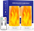 Upgraded LED Flame Light with Upside Down Effect, Remote Timer & 4 Modes, Rechargeable Battery Operated Waterproof Flameless Candles for Indoor Outdoor, 2 PCS