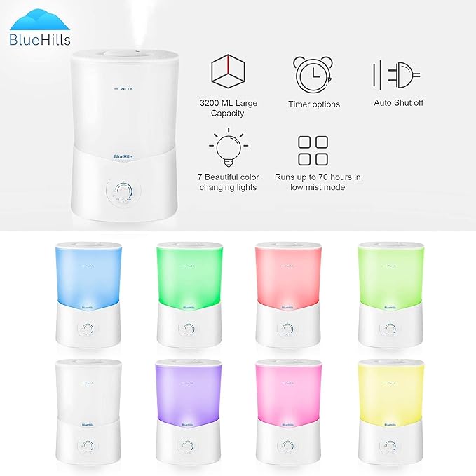 BlueHills Premium Set of Two Large 3000 ML and 4000 ML XL Essential Oil Diffusers Humidifier Combo for Large Room Home with Décor LED Lights Great Gift – Value Pack of White