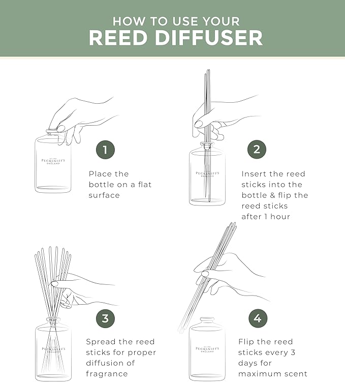 Pecksniff's Classic 200 ml/6.7 fl oz Reed Diffuser Set | Luxurious Gingerflower & Patchouli Fragrance Diffuser Scents for Home and Office