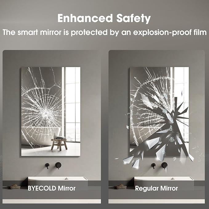 24X40 LED Bathroom Mirror with Lights, WiFi Smart Bluetooth Lighted Vanity Mirror for Bathroom with Backlit 2 Colors Dimmable Enabled Weather Display, Anti-Fog Vertically Hang Only