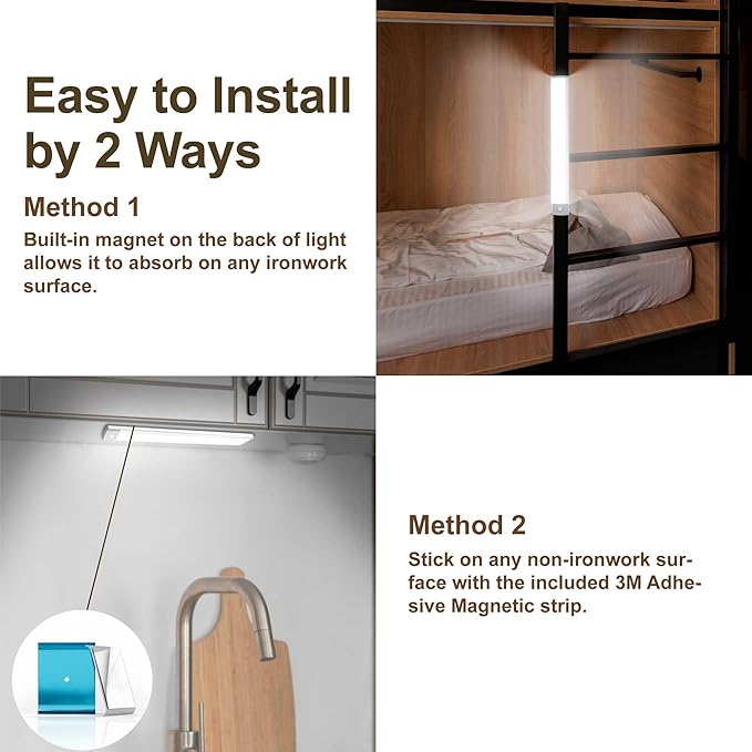 LEPOTEC 54 LED Under Cabinet Light, Pantry, Camper/Caravan, 2500mAh Rechargeable Wireless Motion Sensor Closet Light, Ultra Thin, Glare-Free Lighting for Removable Anywhere (1 Pack)