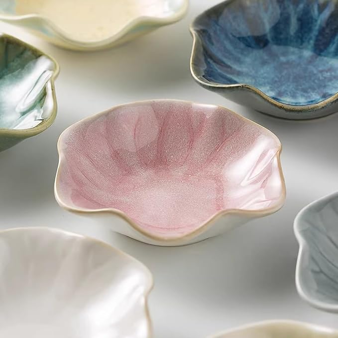 2Pcs Ceramic Jewelry Dish, Lotus Leaf Shape Ring Holder Necklace Dish, Small Key Ring Dish, Suitable for Mother Friend Sister, Gifts for Women, Home Decor Trinket Tray (White)