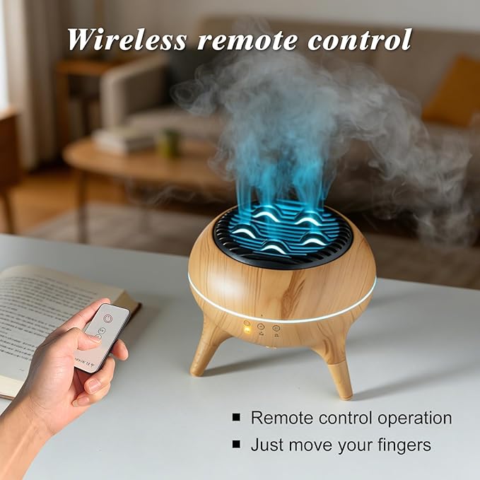 Essential Oil Diffuser 350ml, Essential Oils Large Room, Ultrasonic Aroma Diffuser with Remote Control,Timer, 7Colors Light Humidifier for Bedroom Home Office Hotel (Wood)
