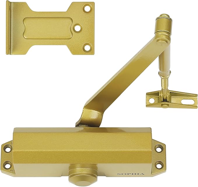 SOPHIA Automatic Door Closer Commercial, Auto Door Closer for Home Size 3 DK500, 3H Fire-Rated Hydraulic Door Closer Residential & Life Size Fitting Template, UL Listed, ANSI Grade 3, Brass