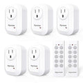 Upgraded Remote Control Outlet Wireless Light Switch for Household Appliances, Expandable Remote Light Switch Kit, Up to 100 ft Range, FCC Certified, ETL Listed, White (5 Outlets + 2 Remotes)