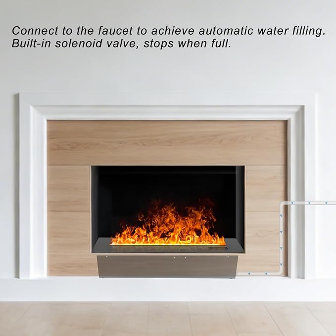 3D Water Vapor Fireplace Smart Electric Flame Decoration Steam Fireplace Humidifier W/Tap Water for Office, Home, Hotel,Restaurant(Single,47.2")