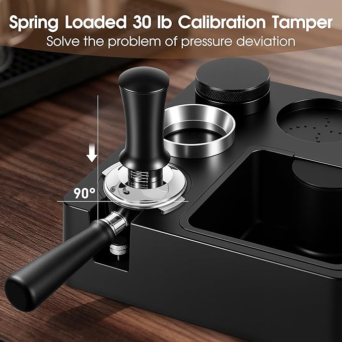 Reoszeank 54mm Espresso Accessories Kit, Espresso Knock Box and Tamping Station, Coffee Tamper, Distributor, WDT Distribution Tool, Dosing Funnel and Puck Screen Set Fits Breville 54 mm Portafilter