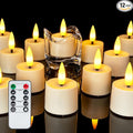 Remote Candles, 12Pcs Timer LED Votive Candle, Realistic 3D Flickering Flameless Tea Light Candles Battery Operated with 2/4/6/8H Timer for Home Decor- Ivory Base