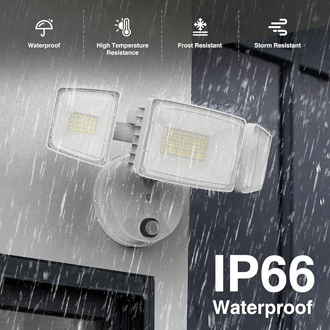 Onforu 100w Dusk to Dawn Outdoor Lighting,11000LM Led Outdoor Light from Dusk Till Dawn,Super Bright Flood Light,IP66 Waterproof Exterior Security White Light Fixture,3 Heads Photocell for Garage,Yard
