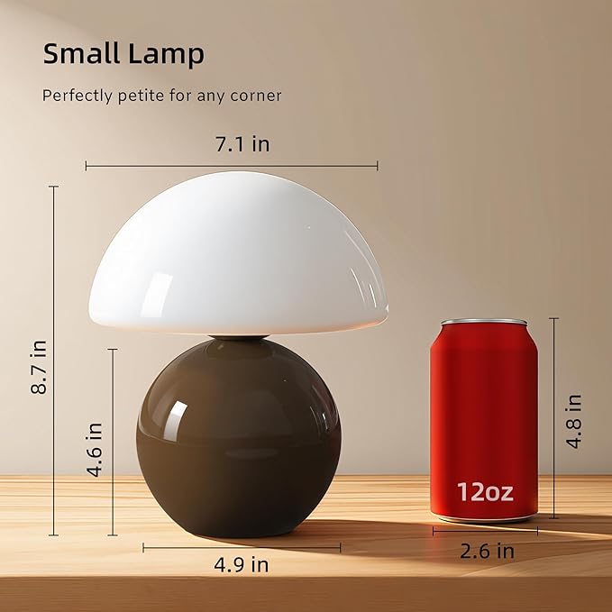 Mushroom Lamp Table Lamp for Bedroom,Desk Bedside Small Lamps for Living Room Night Stands,Mushroom Decor Cute Mini Modern Mid Century Lamps,Unique Aesthetic Home Living Room Decor(Coffee)