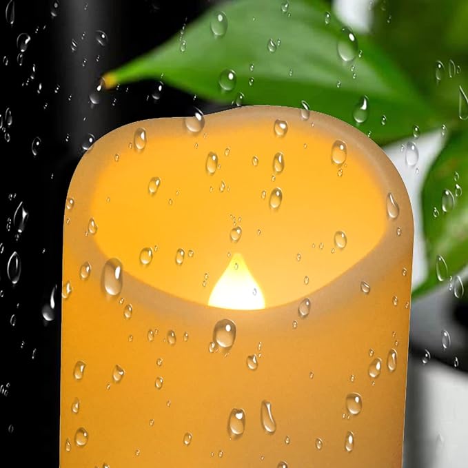 Battery Operated Plastic Flameless LED Pillar Candle with Cycling Timer, Flickering Realistic Electric Light for Indoor Outdoor Bookshelf Wedding Dinner Party Centerpiece Fireplace Easter Decor 2 Pack