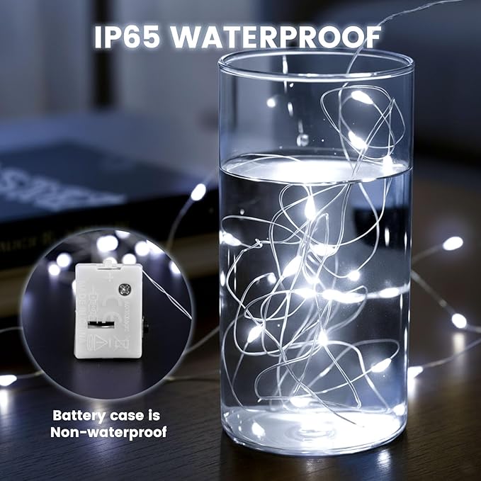 DomeStar 30 Pack Fairy Lights Battery Operated, 7Ft 20 LED Waterproof String Lights Wire Firefly Starry Moon Light for DIY Mason Jars Party Centerpiece Table Valentine's Day Decorations Tree Ornament