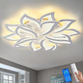 HuixuTe 36" White Modern Geometric Dimmable Ceiling Light Fixture, 15 Leaves Low Profile Flush Mount Ceiling Light for Kitchen, Bedroom, Living Room