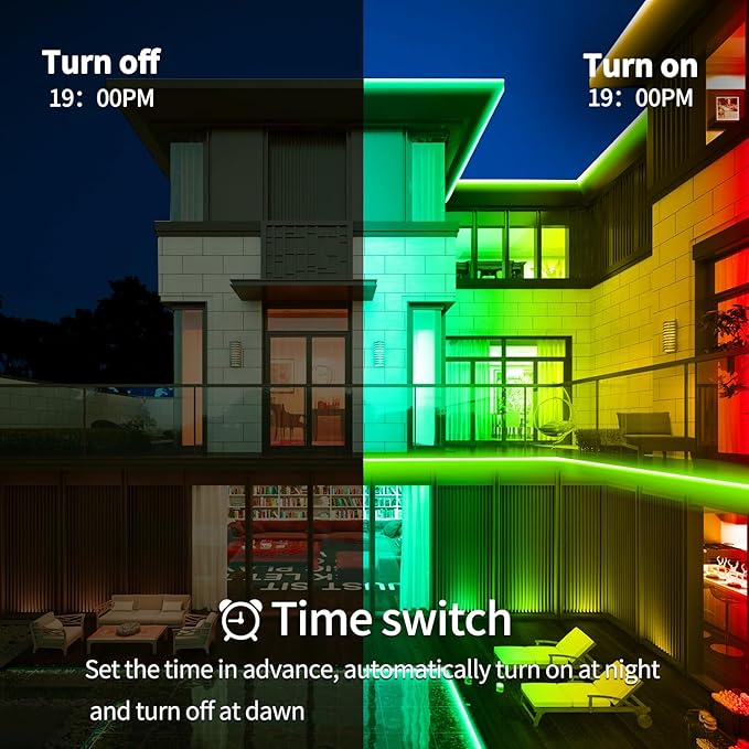 200ft Outdoor LED Strip Lights Waterproof,IP68 Outside Led Light Strips Waterproof with APP/Remote Control,Music Sync RGB Exterior Led Rope Lights for Bedroom roof Garden Staircase Parties