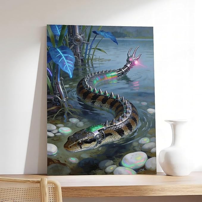 Framed Futuristic Nature Wall Art for Modern Living Room Creative Sci Fi Style Interior Decor 20x30inch(50x75cm)