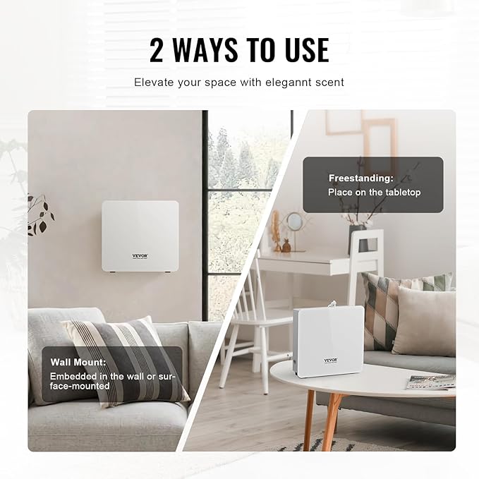 VEVOR Scent Air Machine for Home, 480ml Bluetooth Smart Essential Oil Diffuser with Cold Air Tech, Waterless Scent Diffuser Cover Up to 2500sq.ft for Business Office, Hotel, Spa, Large Room