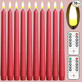NONNO & ZGF 10 Red Flameless 11'' Wax Coverd Taper Candles with 2 Remote,Use 2-AA Battery(not Included) Runs 200 Hours, LED Battery Operated Candle for Candlesticks, Wedding, Patry, Hotel