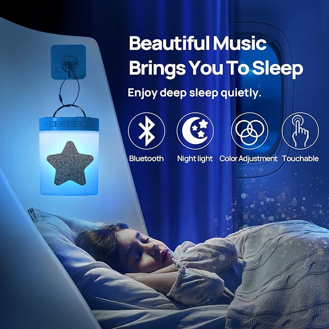 Touch Bedside Lamp - with Bluetooth Speaker, Dimmable Color Night Light, Outdoor Table Lamp with Smart Touch Control, Best Gift Ideas for Men Women Teens Kids Children Sleeping Aid
