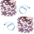 RUICHEN 20 Ft 120 LED USB Fairy String Lights with On/Off Switch, Waterproof Copper Wire Lights for Bedroom Wall Ceiling Wreath Crafts Christmas Wedding Party, Cool White, 2 Pack