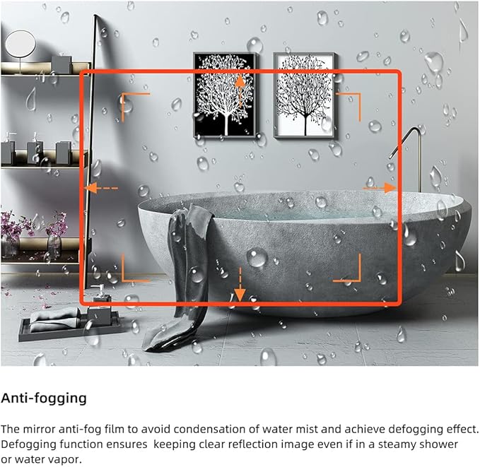36" x 30" LED Bathroom Mirror Wall Mounted Anti-Fog Front Lighted Vanity Mirror Lighted Dimmable Led Makeup Mirror with Lights