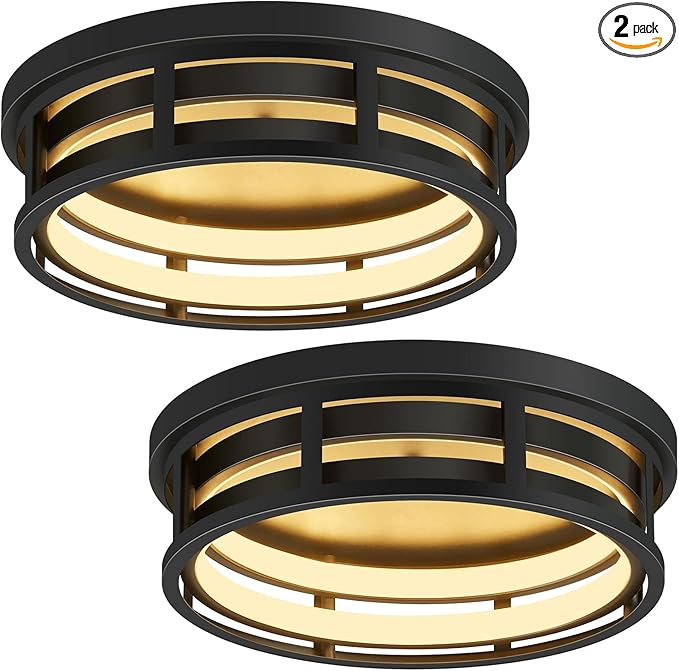 ZHU YAN LED Flush Mount Ceiling Light Fixture,Modern Hallway Light Fixtures Ceiling,3 Color Selectable Light Fixtures Ceiling Mount for Kitchen Hallway Entry Bedroom (2 Pack)