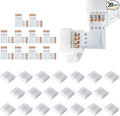 JACKYLED 20Packs L Shape 4-Pin LED Connectors with 22Pcs Clips 10mm for Strip Lights - 10mm 4pin