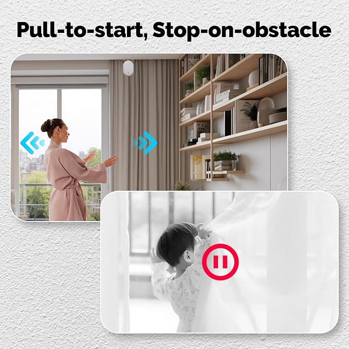 Automatic Curtain Opener, easy to install，with Remote Smart Curtain ，Bluetooth Curtain Robot with App, Voice, Rails Compatible with Alexa, Google Home, Tuya, Smart Life APP (Bluetooth Gateway)