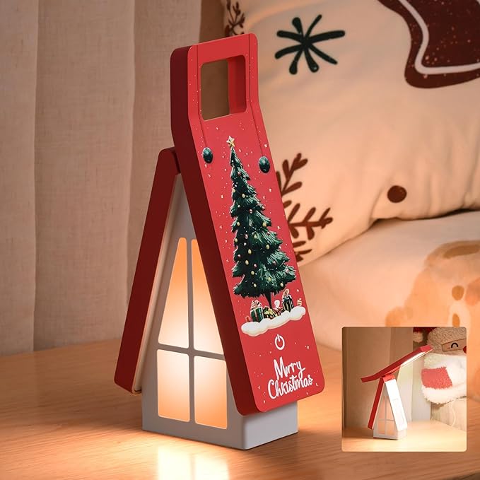 Bedside Table Lamp for Kids, Rechargeable Small Cordless Table Lamp, 3 Color Modes, Dimmble Nightstand Lamp Touch Control, Foldable Desk Lamp for Bedroom, Christmas Nightlight for Work, Study, Reading