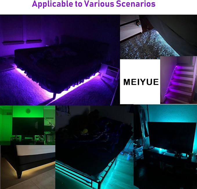 LED Strip Light Motion Sensor Under Bed Lights 2*9.84FT RGB,Remote/APP Control/Dimmable/Music Sync/Auto-Off Timer/Motion Activated Led TV Night Light for Bed Stair Cabinet Party Desk Wardrobe,Decorate