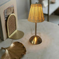 12.2 Inch Gold Rattan Lamp with Touch Dimmer, Portable Cordless Lamp, Small Rechargeable Table Lamp, 3 Color Touch Control Dimmable Bedside Lamps, Suitable for Living Room Bedroom Study